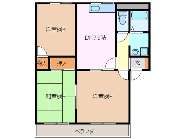 メモリアルアベニューＢ棟の物件間取画像